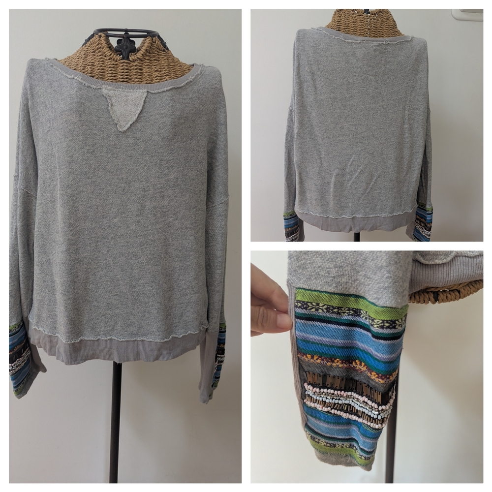 Y2K Eyeshadow Boho Grey Sweatshirt